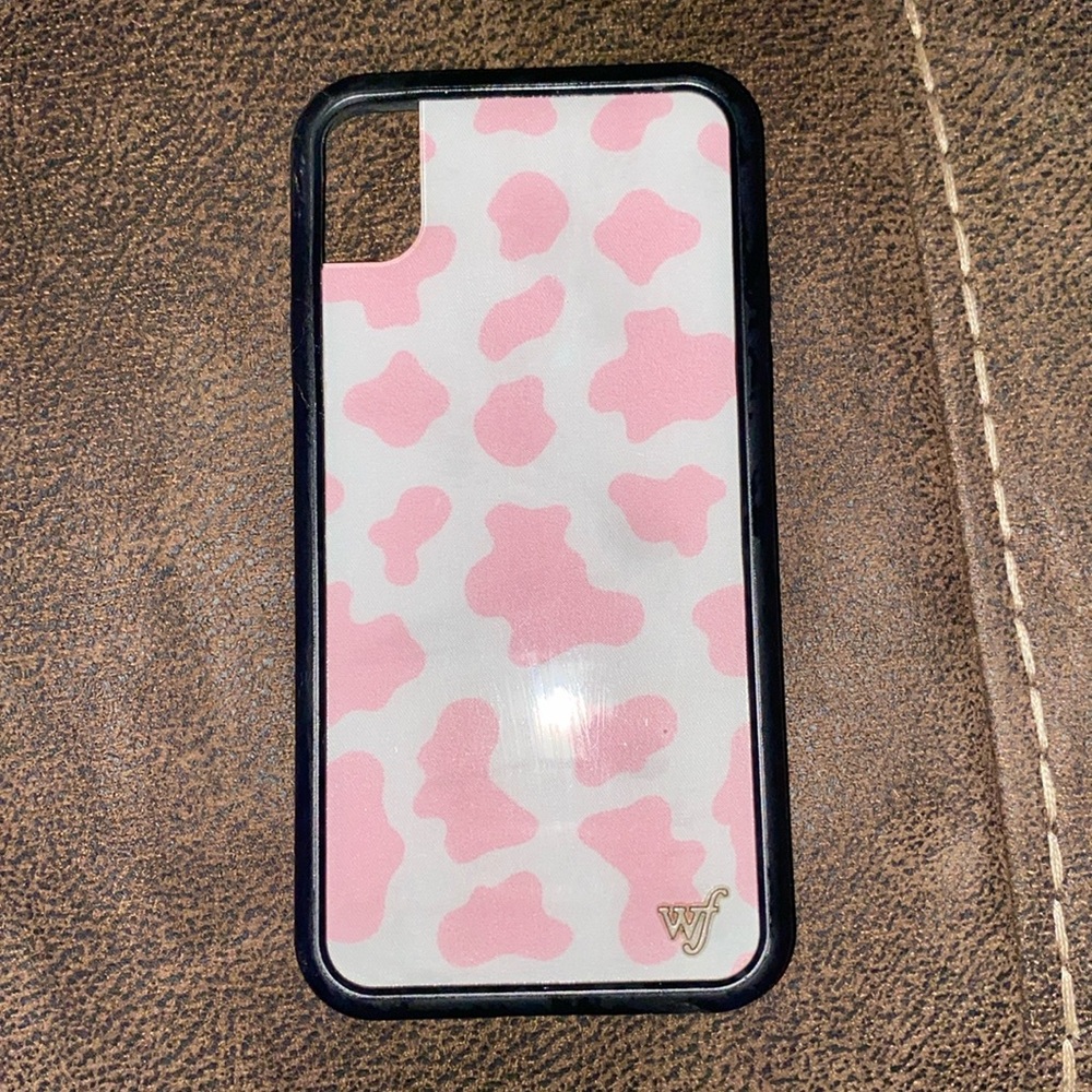 Pink Cow print wildflower case iPhone XR